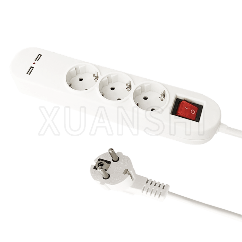 Priză europeană cu 3 căi cu 2 USB și comutator JL-3,XS-XBDK30U