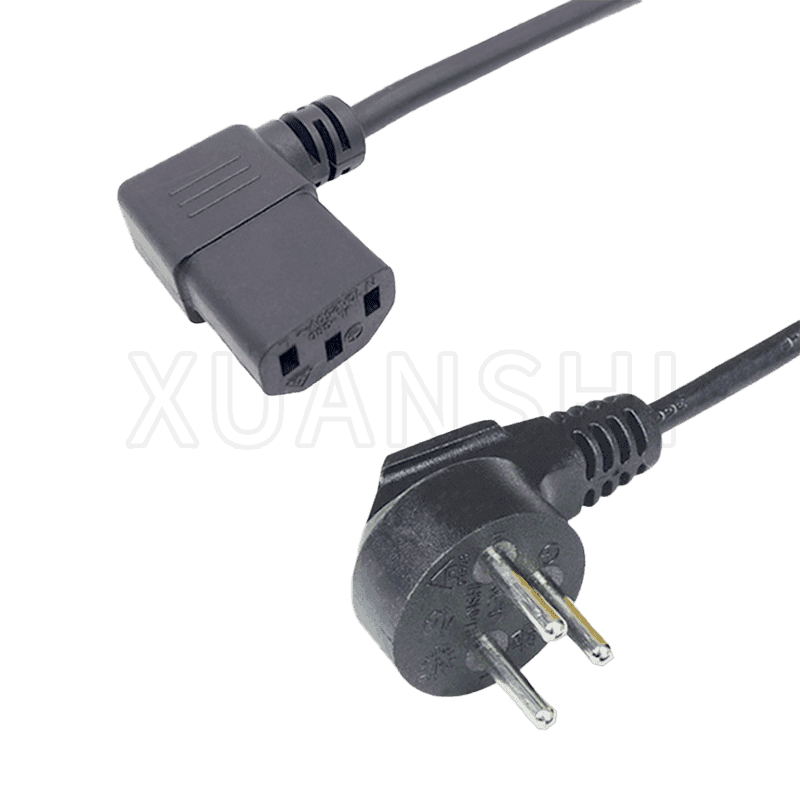 Cablu de alimentare Israel cu 3 pini cu conector C13 de 90 de grade JL-10, JL-38D